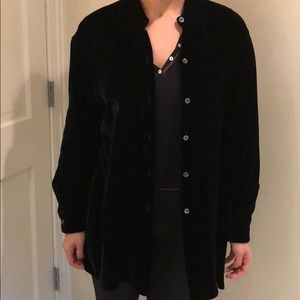 Black velvet oversized collared shirt